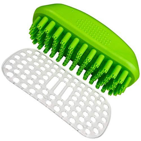 Tank and Sherman Dog Shampoo Rubber Brush - Easy to Clean Dog Bath Brush with Fur Catching Screen - Soft 4 Point Bristle Cat and Dog Brush - Enjoy Dog Bathing and Dog Grooming Once Again