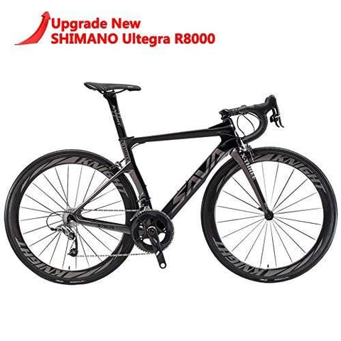 SAVADECK Phantom 2.0 700C Carbon Fiber Road Bike Shimano Ultegra 6800 22 Speed Group Set with Hutchinson 25C Tire and Fizik Saddle (Black Grey,52cm)