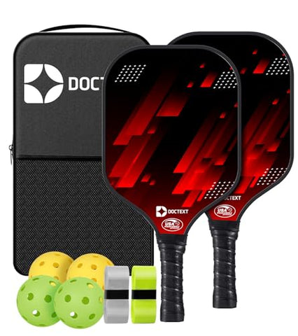 Pickleball Paddles Set of 2, Fiberglass Surface Pickleball Set, USAPA Compliant Pickleball Rackets Set with 4 Pickballs, 1 Portable Carry Bag, Lightweight Pickle Ball Paddles for Men Women Beginners