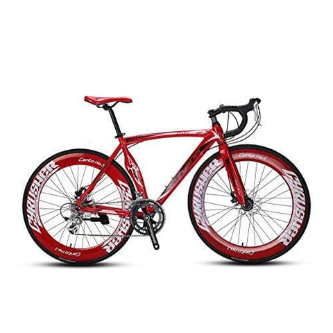 VTSP Upgrade XC700 Road Bike Red Road Bicycle for Man 56CM 700C 14 Speeds Mechanical Disc Brakes Bicycle Gift for Man (Red)