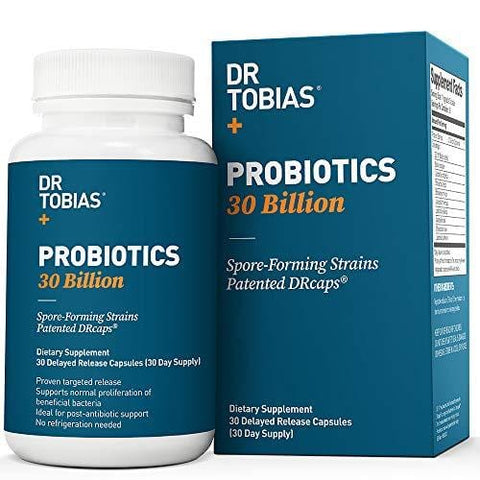 Dr Tobias Probiotics 30 Billion - 10 Strains, Delay Release & Spore Forming Strains - Shelf Stable