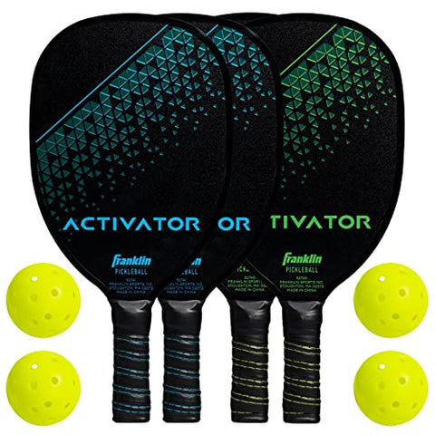 Franklin Sports - Wooden Pickleball Paddle 4 Player Paddle and Ball Set- USA Pickleball (USAPA) Approved