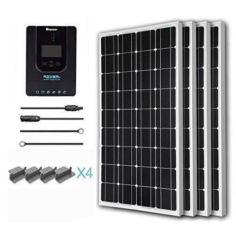 Renogy 400 Watt 12 Volt Monocrystalline Solar Starter Kit with 40A Rover MPPT Charge Controller