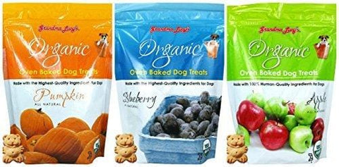 GRANDMA LUCY'S Organic Baked Treat for Dogs, Mixed 3 Packs x 14 Oz - Apple, Pumpkin and Blueberry Flavors