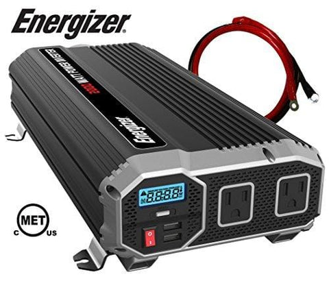 ENERGIZER 2000 Watt 12V Power Inverter, Dual 110V AC Outlets, Automotive Back Up Power Supply Car Inverter, Converts 120 Volt AC with 2 USB ports 2.4A Each