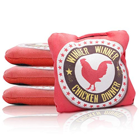 Local Bags Cornhole - Mamba Series - Set of 4 Bags- ACL Approved Resin Filled - Double Sided - Sticky Side/Slick Side Made in USA (Chicken Dinner)