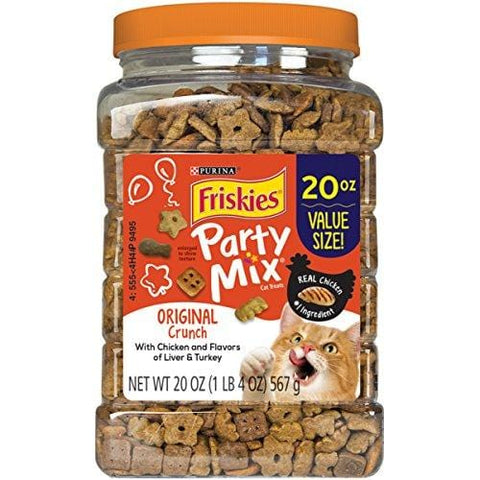 Purina Friskies Made in USA Facilities Cat Treats; Party Mix Original Crunch - 20 oz. Canister
