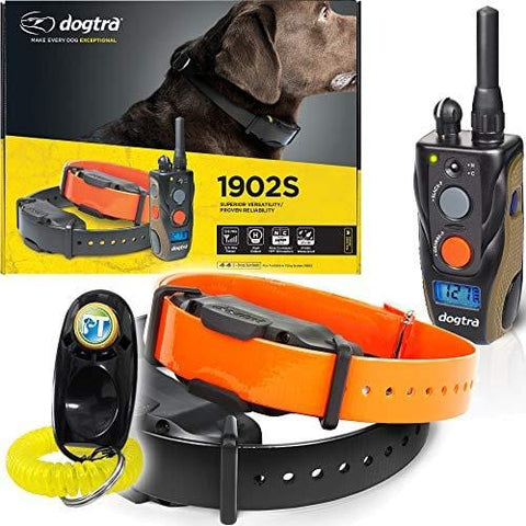 Dogtra 1902S Two Dogs Remote Training Collar - 3/4 Mile Range, Waterproof, Rechargeable, Shock, Vibration - Includes PetsTEK Dog Training Clicker