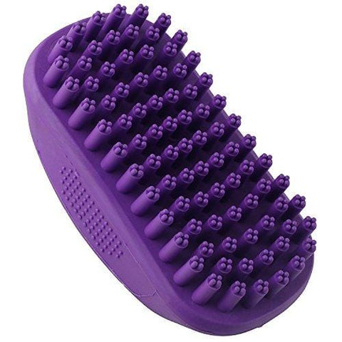 Hertzko Pet Bath & Massage Brush Great Grooming Tool for Shampooing and Massaging Dogs and Cats with Short or Long Hair - Soft Rubber Bristle Comb Gently Removes Loose & Shed Fur from Your Pet's