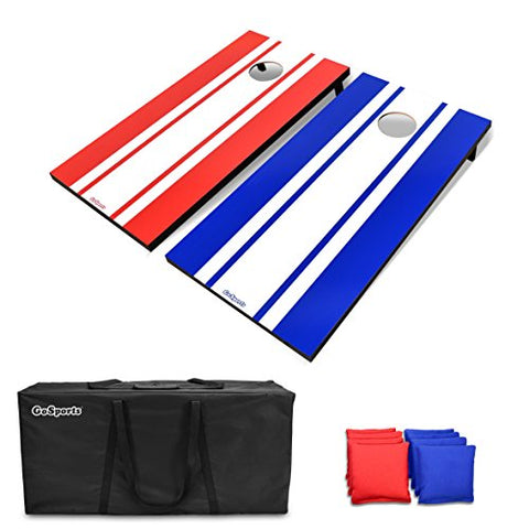 GoSports Classic Cornhole Set - Includes 8 Bean Bags, Travel Case and Game Rules (Choose Between Classic, American Flag, and Football Designs)