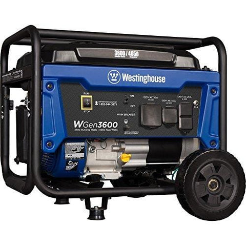Westinghouse WGen3600 Portable Generator - 3600 Rated Watts & 4650 Peak Watts - RV Ready - Gas Powered - CARB Compliant