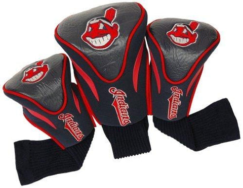 Team Golf MLB Cleveland Indians Contour Golf Club Headcovers (3 Count), Numbered 1, 3, & X, Fits Oversized Drivers, Utility, Rescue & Fairway Clubs, Velour lined for Extra Club Protection