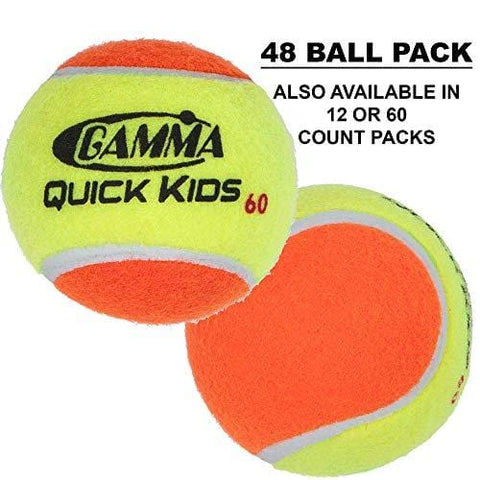 Gamma Sports Kids Training (Transition) Balls, Yellow/Orange, Quick Kids 60, Bucket of 48