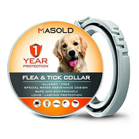 MASOLD Dog Flea and Tick Control Collar - 12 Months Flea and Tick Control for Dogs - Natural, Herbal, Non-Toxic Dog Flea Treatment - Waterproof Protection and Adjustable Best Flea Collar for Dogs