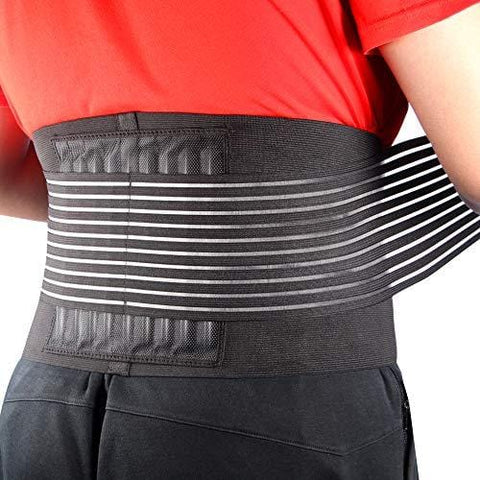 Cotill Back Brace Lumbar Lower Belt Brace and 8 Stable Splints Support - Dual Adjustable Straps and Breathable Mesh Panels for Back Pain and Stress Relief (L/XL)
