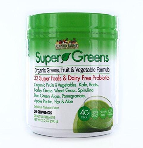 Country Farms 30 Servings Super Greens Drink Mix Natural Flavor, 21.2 Ounce