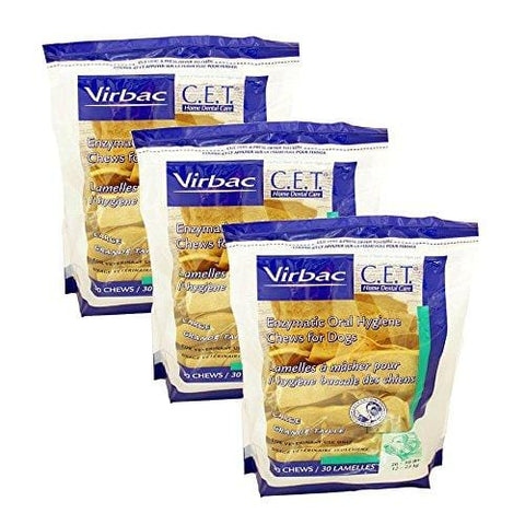 Virbac Dental Chews CET605-3 30 Count Oral Chews (3 Pack), Large