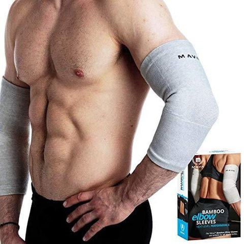 Mava Sports Elbow Sleeve Recovery Compression, Size XL – Support for Workouts, Weightlifting, Arthritis, Tendonitis, Tennis and Golfer's Elbow – Bamboo Charcoal Athletic Elbow Compression Sleeves