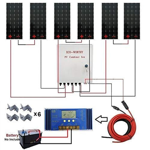 ECO-WORTHY 1000 Watt 1KW 24 Volt Solar Panel Off Grid RV Boat Kit with 60A PWM Charge Controller