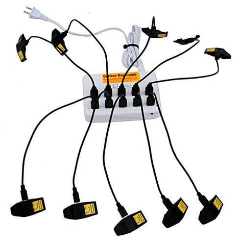 Outdoor Dog Supply 10 Port Multi Charger Garmin Alpha Astro Tracking GPS Collars Handhelds (Charging Port, 10 Cables & Standard Clips)