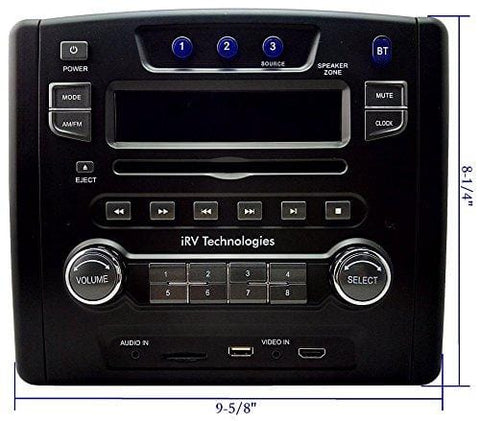 iRV Technology iRV34 AM/FM/CD/DVD/MP3/MP4 /USB/SD/HDMI/Digital2.1/Surround Sound/Bluetooth 3 Zones Wall Mount RV Radio Stereo