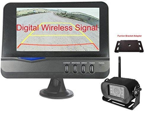 4Ucam Digital Wireless Camera + 7" Monitor + Adapter for Furrion FRCBRKT-BL Pre-install Mounting Kit (FOS48T-BL/FOC12TA-BL) for RV, Trailer, 5th Wheels