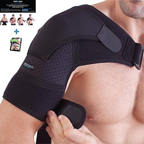 Shoulder Brace for Men and Women+ Bonus – for Torn Rotator Cuff Support,Tendonitis, Dislocation, Bursitis, Neoprene Shoulder Compression Sleeve Wrap by Zenkeyz
