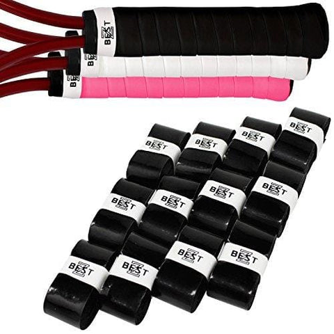 Z Best Tennis Racket Grip Tape Overgrip (12 Pack) Wrap for Squash Racket, Racquetball, Badminton, Pickleball Paddle, Baseball Bat Handle - Ultra Pro Bulk Replacement Dozen (Black, Pink, White)