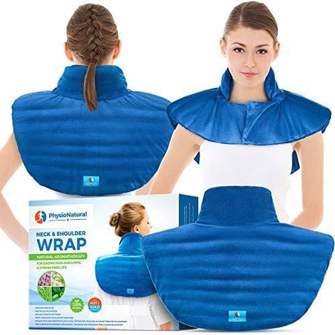 Microwavable Large Neck and Shoulder Wrap – Instant Relief for Muscle Pain, Tension and Stress, Stiffness, Arthritis, Migraines, and Headaches – Natural Therapy with deep Heat and Herbal Aromatherapy