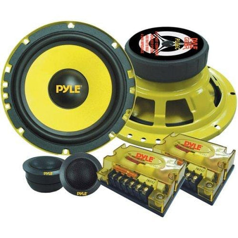 2Way Custom Component Speaker System 6.5" 400 Watt Component with Electroplated Steel Basket, Butyl Rubber Surround & 40 Oz Magnet Structure Wire Installation Hardware Set Included Pyle PLG6C