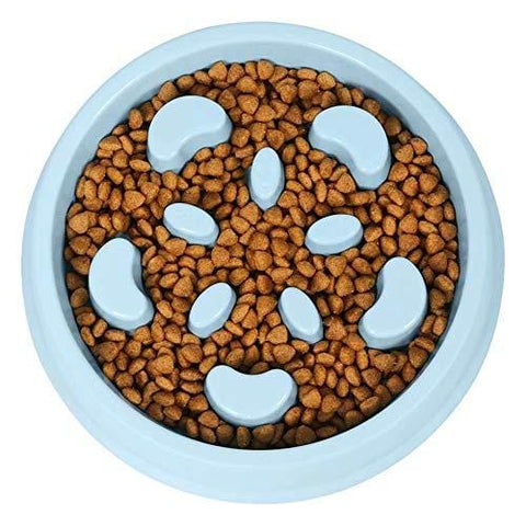 UPSKY Slow Feeder Dog Bowl Fun Feeder No Chocking Slow Feeder Bloat Stop Dog Cat Food Water Bowl with Funny Pattern, Blue