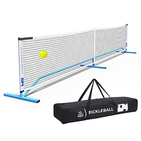 DEERFAMY Portable Pickleball Net System, Designed for All Weather Conditions with Steady Metal Frame and Strong PE Net, Regulation Size Net with Carrying Bag