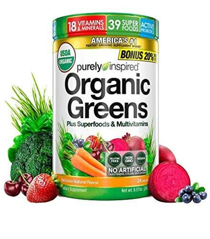 Purely Inspired Organic Greens, USDA Organic, Super Greens Powder, Unflavored, 8.57 oz, 24 servings