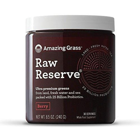 Amazing Grass, Raw Reserve Green Superfood Organic Powder with Wheat Grass and Greens, Flavor: Berry, 30 Servings