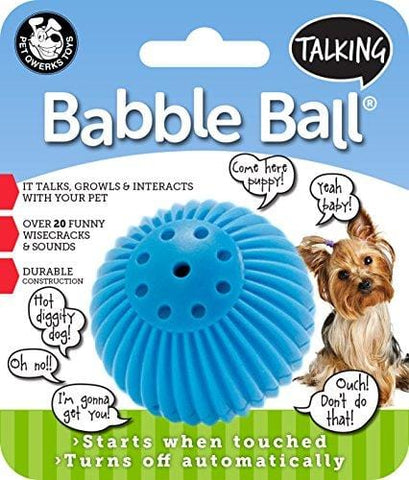 Pet Qwerks Talking Babble Ball Interactive Dog Toy, Wisecracks and Makes Funny Sounds When Touched
