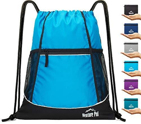 Venture Pal Packable Sport Gym Drawstring Sackpack Backpack Bag with Wet Pocket for Men,Women,Kids-Blue