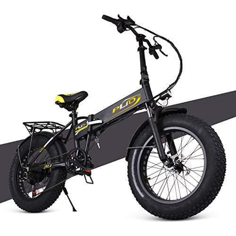 ENGWE PLID-1 Beach Fat Tire Electric Bike – Foldable 20-inch Wheels Off-Road eBike with Power Assist, Rear Shelf and Shimano 6-Speed Gear Shifts