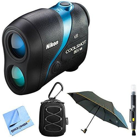 Nikon COOLSHOT 80i VR Golf Laser Rangefinder (16205) Bundle w All Weather Sport Case + Abbigliamento Sportivo SRL Deluxe Folding Umbrella + Lens Cleaning Pen
