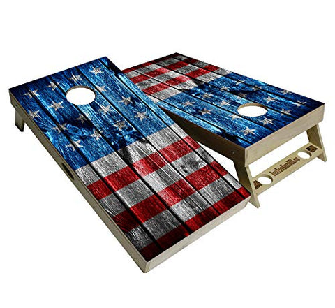 BackYardGames Vinyl Wraps Cornhole Board Decals American Flag Bag Toss Game Stickers (2X Wraps Skins only) Choose Between a varation of American Flags (Wooden Pannel Flag)