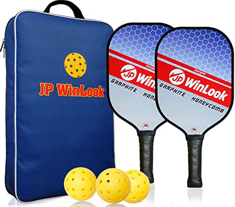 JP WinLook Pickleball Paddle Set with Graphite Face - Lightweight, Indoor/Outdoor USAPA Approved Racquets - - Beginner to Professional, Men Women, 3 Pickle Balls, 1 Racket Bag