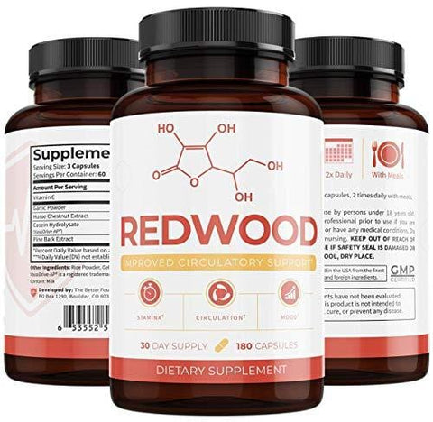 UMZU: Redwood: 100% Natural Nitric Oxide (30-Day Supply) - May Improve Blood Flow and Lower Blood Pressure - Can Visibly Treat Varicose Veins - for Optimal Health
