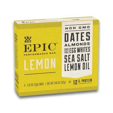 EPIC Performance Bar Lemon, 7.48 oz, 4 Count
