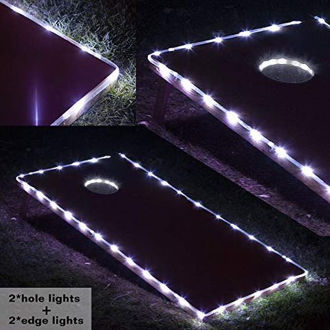 Blinngo Cornhole Ring Lights and Cornhole Edge Lights, LED Cornhole Lights fit for Standard Cornhole Boards and Cornhole Bags(White)