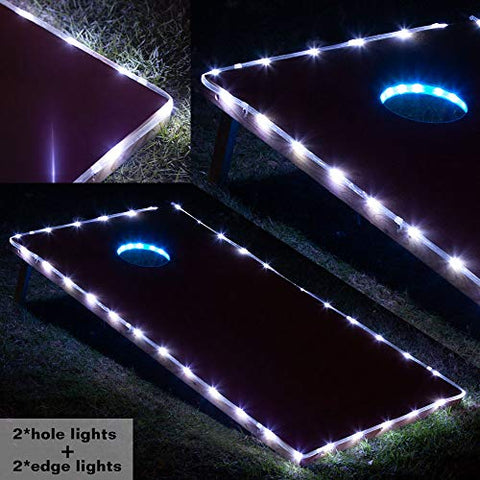 Blinngo Cornhole Ring Lights and Cornhole Edge Lights, LED Cornhole Lights fit for Standard Cornhole Boards and Cornhole Bags(Blue)