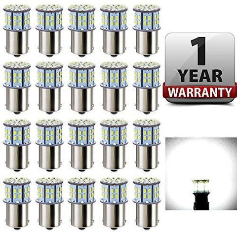 Antline 1156 1141 1003 7506 BA15S LED Bulbs White 20-Packs, Super Bright 3014 50-SMD LED Replacement 12 Volt RV Camper Trailer Boat Trunk Interior Lights