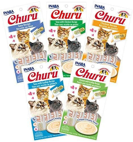 INABA Churu Lickable Creamy Puree Cat Treats 5 Flavor Variety Pack 20 Tubes