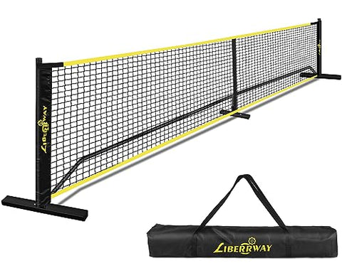 LIBERRWAY Pickleball Net Portable Pickle Ball Nets Outdoor Regulation Size 22FT Pickleball Practice Net System for Driveway Backyard Beach with Carrying Bag Metal Frame Strong PE Net All Weather