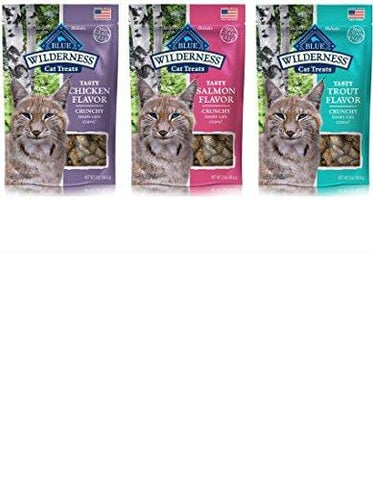 Blue Buffalo Wilderness Grain-Free Crunchy Cat Treat, 3 Flavor pack