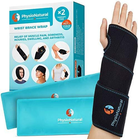 Wrist Ice Pack Wrap - Hot & Cold Therapy for Instant Pain Relief of Carpal Tunnel, Tendonitis, Injuries, Swelling, Rheumatoid Arthritis, Bruises & Sprains - Hand Support Brace with Reusable Gel Packs