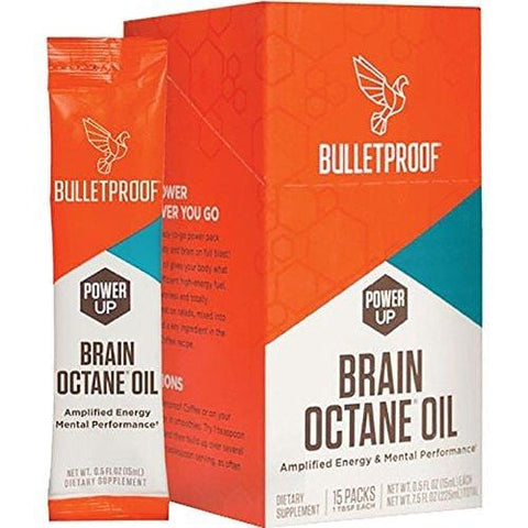 Bulletproof Brain Octane Oil Go Packs, Travel Friendly Packets, Keto Diet Friendly Source of C8 Energy, More Than Just MCT (15 Count)